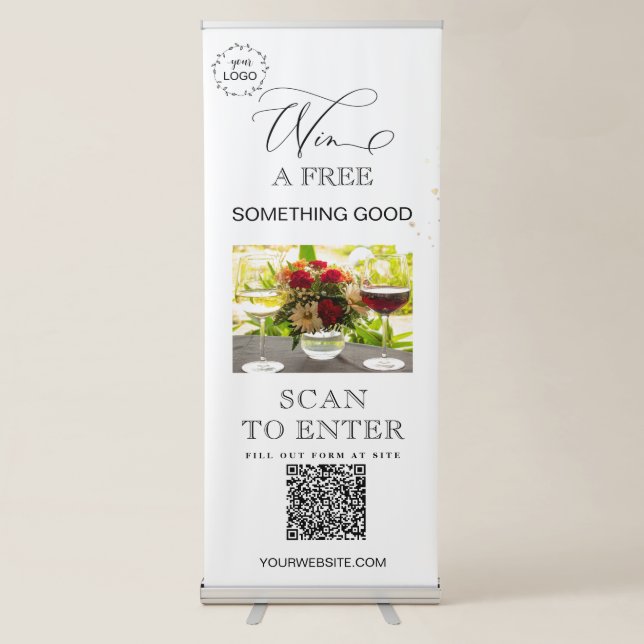 *~* WIN - UPLOAD QR + IMAGE LOGO GIVE AWAY CONTEST RETRACTABLE BANNER (Front)