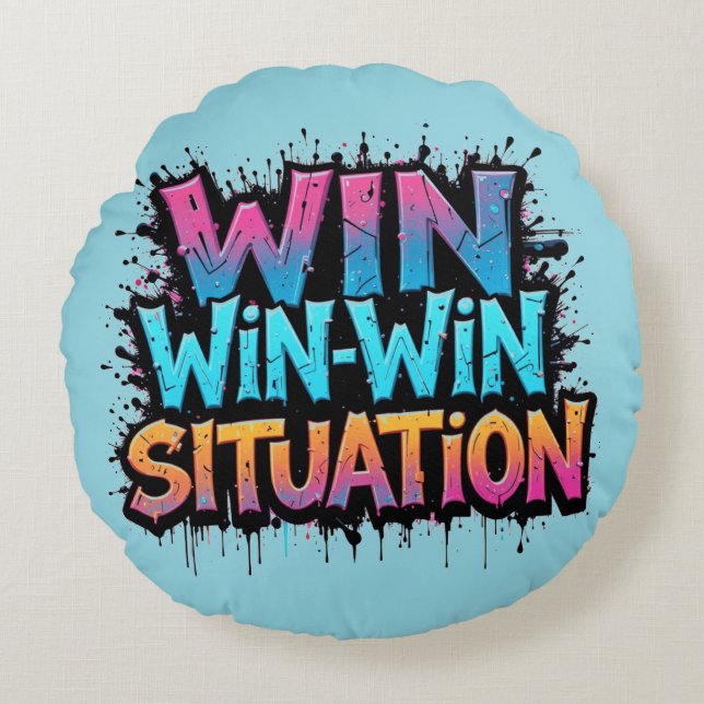 WIN-WIN Situation Round Cushion (Front)