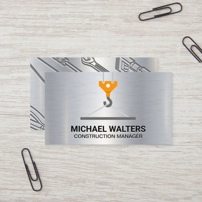Winch Crane Construction Business Card (Front/Back In Situ)