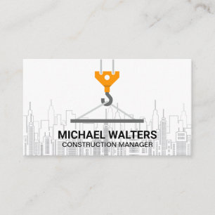 Winch Crane Construction   City Skyline Business Card