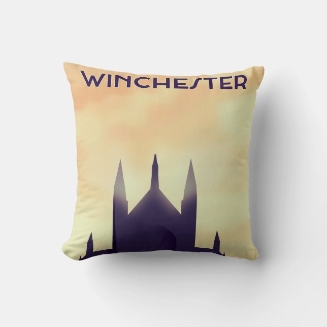 Winchester Cathedral travel poster poster print Cushion (Front)