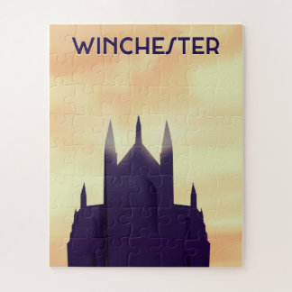 Winchester Cathedral travel poster poster print Jigsaw Puzzle
