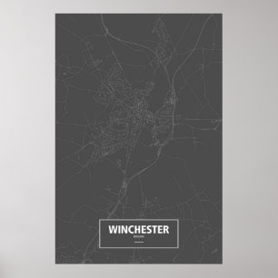 Winchester, England (white on black) Poster