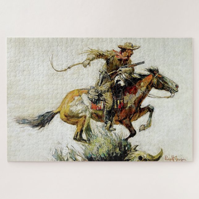 “Winchester Horse and Rider” by Philip R Goodwin Jigsaw Puzzle (Horizontal)