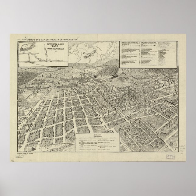 Winchester Virginia 1926 Antique Panoramic Map Poster (Front)
