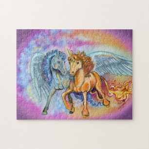 Wind and Flame unicorn pegasus~puzzle Jigsaw Puzzle