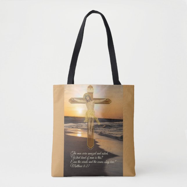 Wind And Waves Obey Him Tote Bag (Front)
