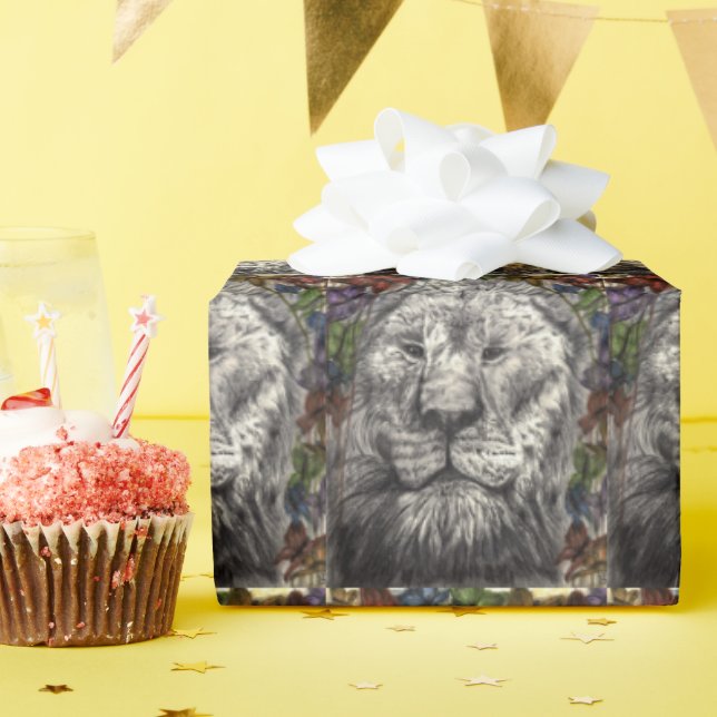 Wind Beneath My Wings Lion Butterflies Animal Art Wrapping Paper (Birthday Party)