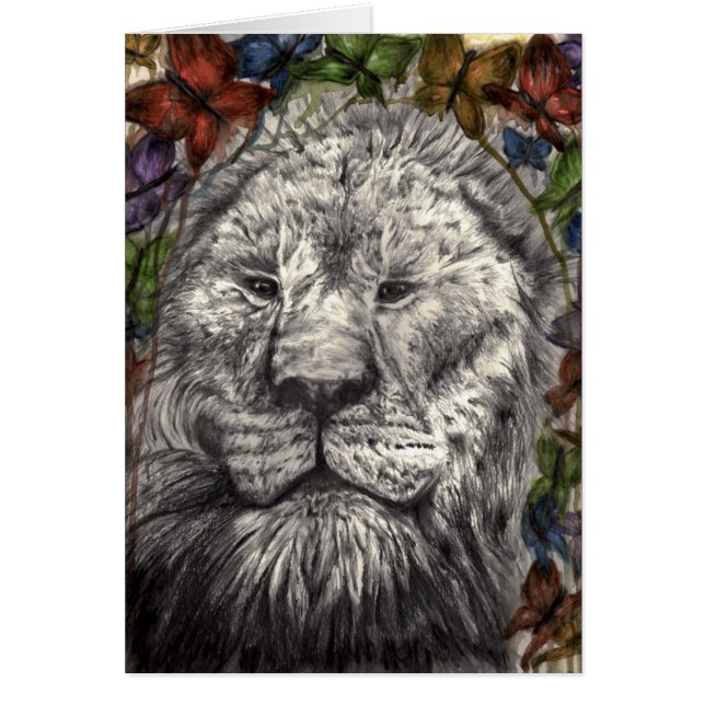 Wind Beneath My Wings Lion Butterfly Animal Art (Front)
