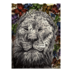 Wind Beneath My Wings Lion Butterfly Wildlife Art Poster