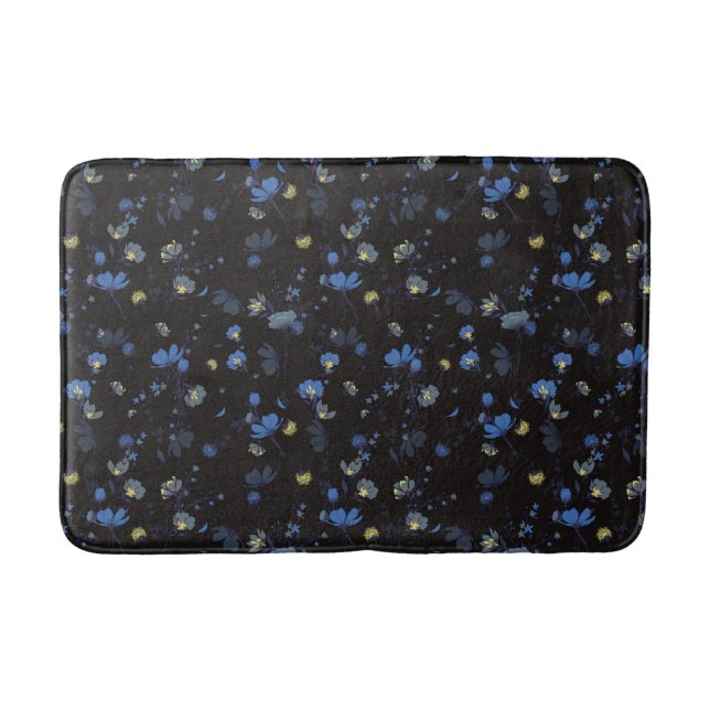 Wind Blown Floral Pattern Bath Mat (Front)