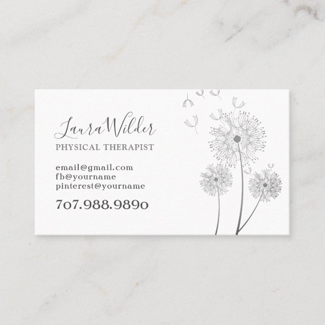 Wind Blown Flowers Physical Therapist Therapy  Business Card (Front)