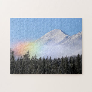 Wind Blown Mountain Snow Rainbow Jigsaw Puzzle