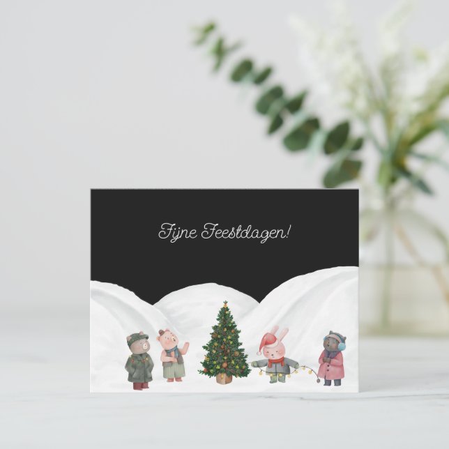 Wind card (10.8cm x 14.2cm) - Happy holidays (Standing Front)