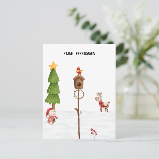 Wind card (10.8cm x 14.2cm) - Happy holidays (Standing Front)