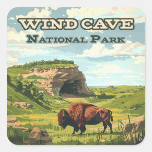 Wind Cave National Park Bison South Dakota Square Sticker