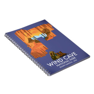 Wind Cave National Park hiking travel poster. Notebook