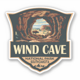 Wind Cave National Park Illustration Retro Badge