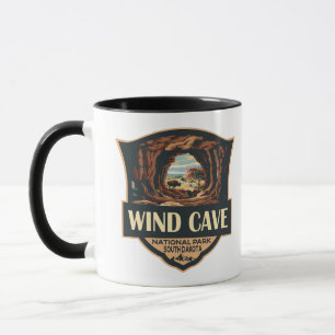 Wind Cave National Park Illustration Retro Badge Mug