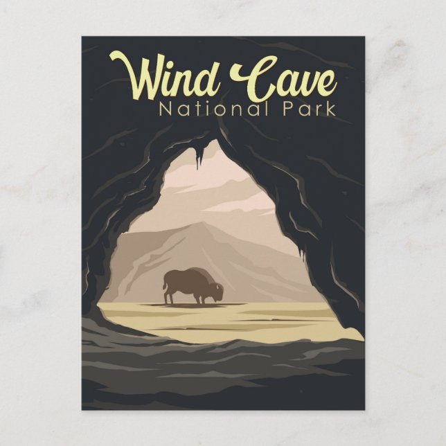 Wind Cave National Park Illustration Travel Art Postcard (Front)