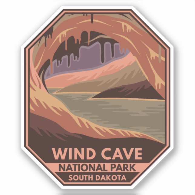 Wind Cave National Park Minimal Retro Emblem (Front)
