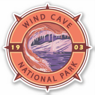 Wind Cave National Park Retro Compass Emblem