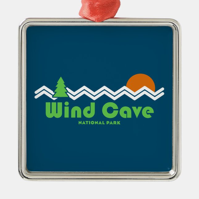 Wind Cave National Park Retro Metal Tree Decoration (Front)