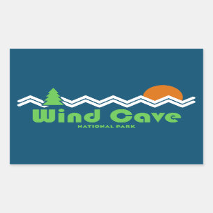 Wind Cave National Park Retro Rectangular Sticker