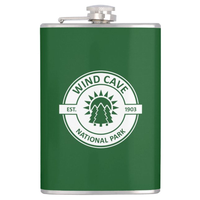 Wind Cave National Park Sun Trees Hip Flask (Front)