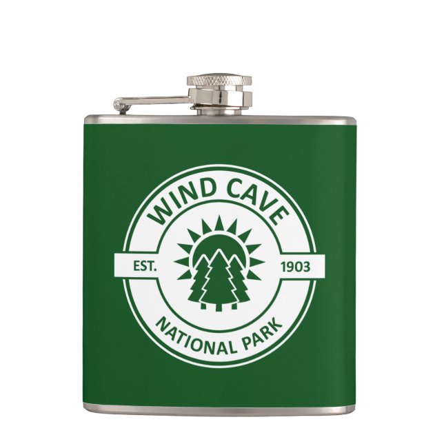 Wind Cave National Park Sun Trees Hip Flask (Front)