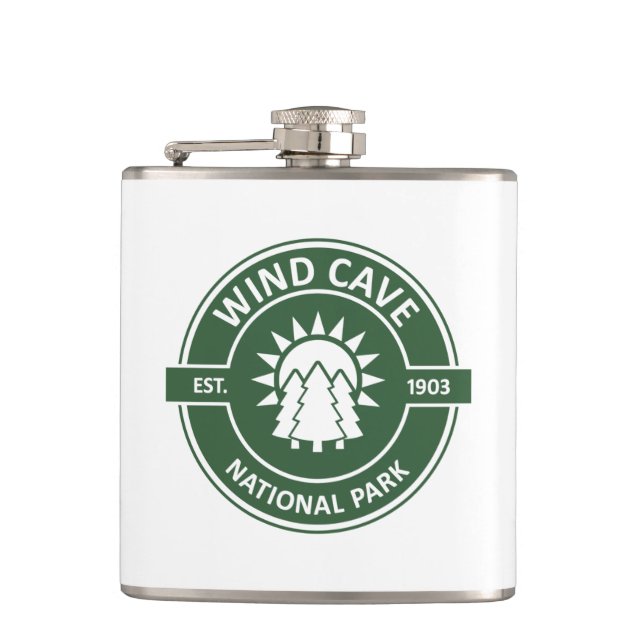 Wind Cave National Park Sun Trees Hip Flask (Front)