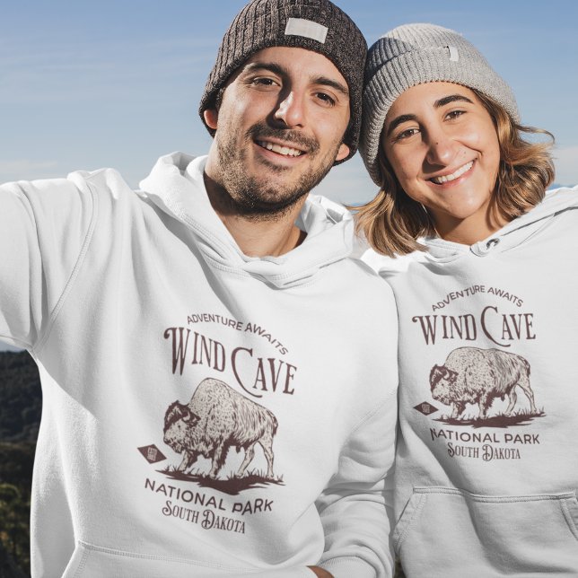 Wind Cave Retro Bison National Park Art Hoodie (Creator Uploaded)