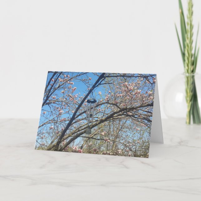 Wind chimes and Magnolia Tree Birthday Card (Front)
