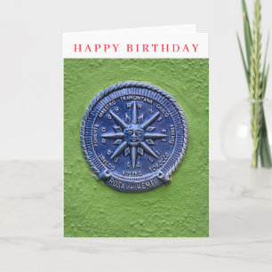 Wind directions round sign birthday card