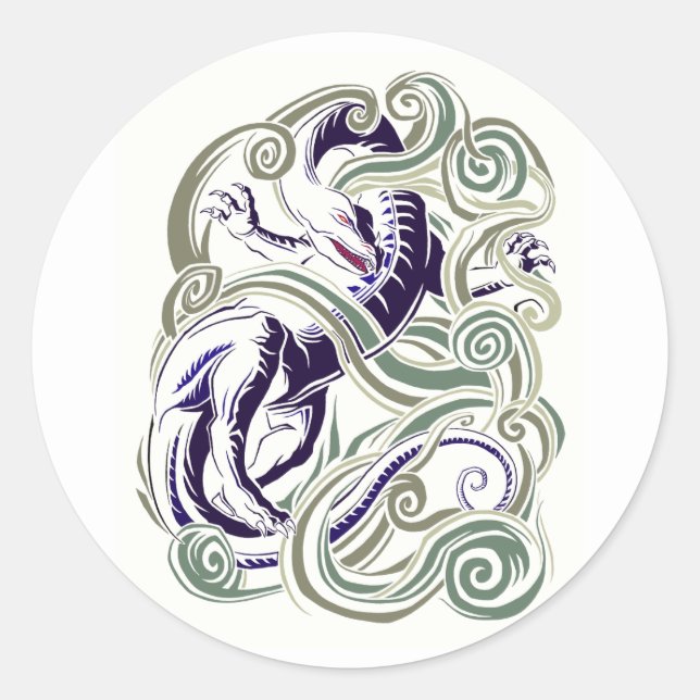 Wind dragon classic round sticker (Front)