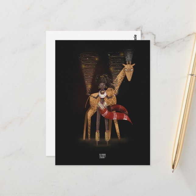 WIND FLOWS GIRAFFE by Alexandra Dikaia Postcard (Front/Back In Situ)