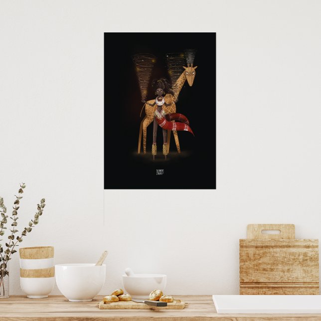 WIND FLOWS GIRAFFE by Alexandra Dikaia Poster (Kitchen)