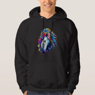 Wind Horse Portrait Abstract Tribal Art Horse Love Hoodie