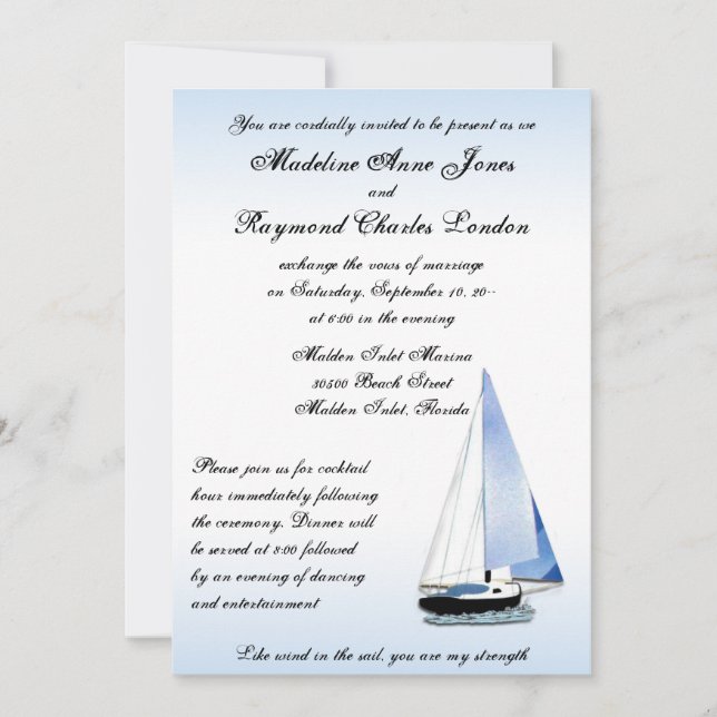 Wind in My Sail, Sailboat Sailing Wedding Invition Invitation (Front)