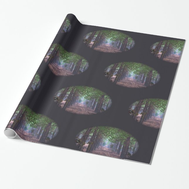 Wind in the Pines Christmas Wrapping Paper (Unrolled)