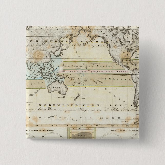 Wind Map of Earth 15 Cm Square Badge (Front)