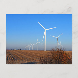 Wind mills with fall landscape postcard
