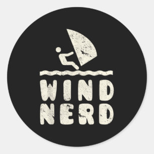Wind Nerd Funny Windsurfer Windsurfing Beach Hobby Classic Round Sticker