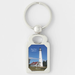 Wind Point Lighthouse metal key chain
