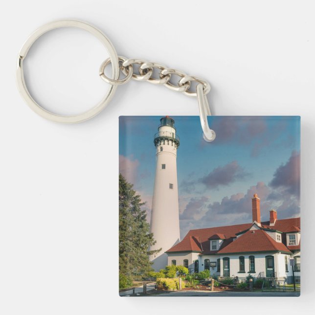 Wind Point Lighthouse on Lake Michigan  Key Ring (Front)