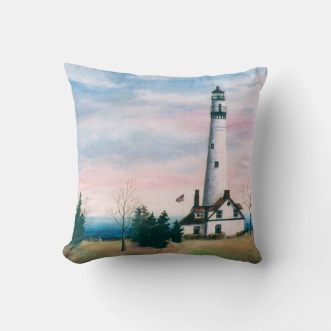 Wind Point Lighthouse Pillow (Front)