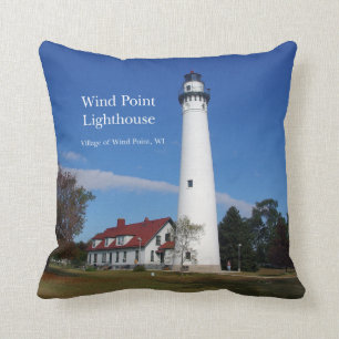 Wind Point Lighthouse square pillow