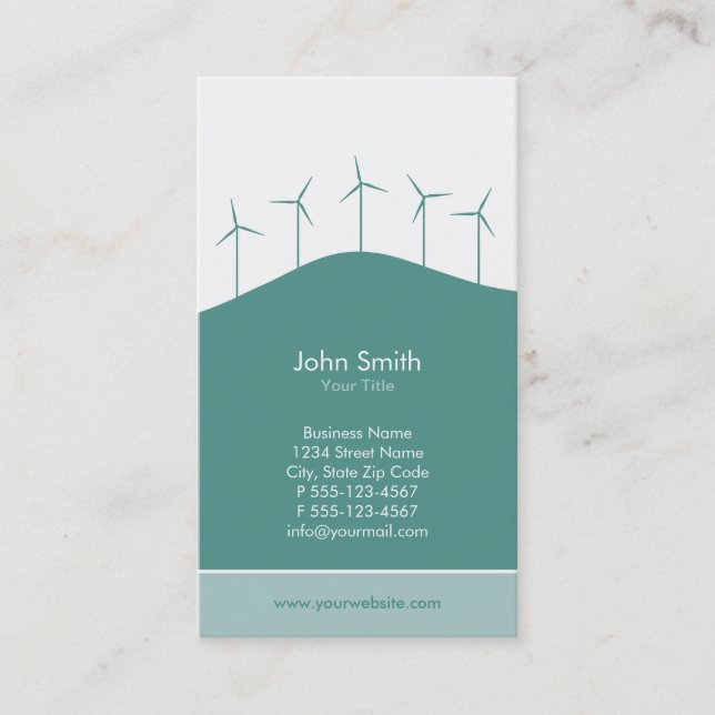 Wind power - aqua turbines business card template (Front)
