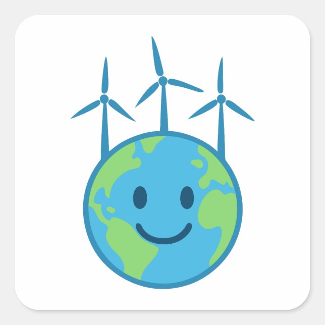 Wind Power for a Clean Earth Square Sticker (Front)