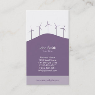 Wind power, purple turbines business card template